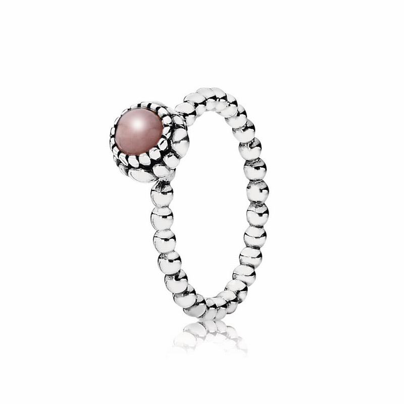 Pandora Birthday Blooms Ring October - Sterling Silver/Pink/Opal - Canada | XI4360PQ